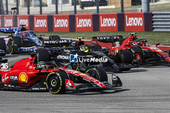 2023-10-22 - 16 LECLERC Charles (mco), Scuderia Ferrari SF-23, action 44 HAMILTON Lewis (gbr), Mercedes AMG F1 Team W14, action 55 SAINZ Carlos (spa), Scuderia Ferrari SF-23, action during the 2023 Formula 1 Lenovo United States Grand Prix, 18th round of the 2023 Formula One World Championship from October 20 to 22, 2023 on the Circuit of The Americas, in Austin, USA - F1 - US GRAND PRIX 2023 - RACE - FORMULA 1 - MOTORS