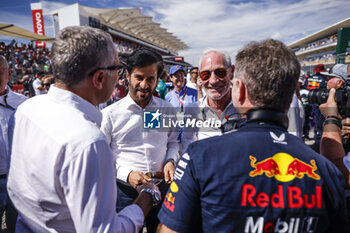 2023-10-22 - BEN SULAYEM Mohammed (uae), President of the FIA, portrait DOMENICALI Stefano (ita), Chairman and CEO Formula One Group FOG, portrait Greg Maffei, American businessman portrait HORNER Christian (gbr), Team Principal of Red Bull Racing, portrait during the 2023 Formula 1 Lenovo United States Grand Prix, 18th round of the 2023 Formula One World Championship from October 20 to 22, 2023 on the Circuit of The Americas, in Austin, USA - F1 - US GRAND PRIX 2023 - RACE - FORMULA 1 - MOTORS
