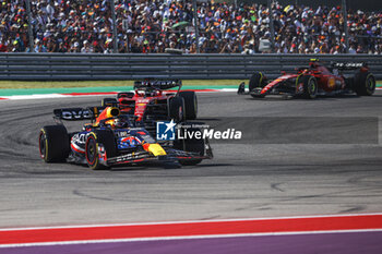 2023-10-22 - 01 VERSTAPPEN Max (nld), Red Bull Racing RB19, action 16 LECLERC Charles (mco), Scuderia Ferrari SF-23, action 55 SAINZ Carlos (spa), Scuderia Ferrari SF-23, action during the 2023 Formula 1 Lenovo United States Grand Prix, 18th round of the 2023 Formula One World Championship from October 20 to 22, 2023 on the Circuit of The Americas, in Austin, USA - F1 - US GRAND PRIX 2023 - RACE - FORMULA 1 - MOTORS