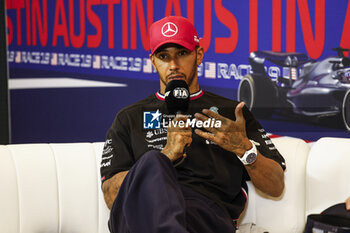 2023-10-22 - HAMILTON Lewis (gbr), Mercedes AMG F1 Team W14, portrait press conference during the 2023 Formula 1 Lenovo United States Grand Prix, 18th round of the 2023 Formula One World Championship from October 20 to 22, 2023 on the Circuit of The Americas, in Austin, USA - F1 - US GRAND PRIX 2023 - RACE - FORMULA 1 - MOTORS