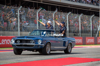 2023-10-22 - Driver Parade Max Verstappen (NED) Redbull Racing RB19 and Sergio Perez (MEX) Redbull Racing RB19

during Sunday Race of FORMULA 1 LENOVO UNITED STATES GRAND PRIX 2023 - Oct19 to Oct22 2023 Circuit of Americas, Austin, Texas, USA - FORMULA 1 LENOVO UNITED STATES GRAND PRIX 2023 - FORMULA 1 - MOTORS