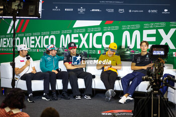 2023-10-26 - Press conference: PEREZ Sergio (mex), Red Bull Racing RB19, ALONSO Fernando (spa), Aston Martin F1 Team AMR23, ZHOU Guanyu (chi), Alfa Romeo F1 Team Stake C43, PIASTRI Oscar (aus), McLaren F1 Team MCL60, RUSSELL George (gbr), Mercedes AMG F1 Team W14, portrait during the 2023 Formula 1 Grand Premio de la Ciudad de Mexico, 19th round of the 2023 Formula One World Championship from October 27 to 29, 2023 on the Autodromo Hermanos Rodriguez, in Mexico City, Mexico - F1 - MEXICO CITY GRAND PRIX 2023 - FORMULA 1 - MOTORS