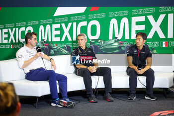 2023-10-27 - Press conference: ROBSON Dave, Williams F1 Team, PUJOLAR Xevi (spa), Head of Trackside Engineering F1 of Alfa Romeo F1 Team Stake, KOMATSU Ayao (jpn), Chief Engineer of Haas F1 Team, portrait during the 2023 Formula 1 Grand Premio de la Ciudad de Mexico, 19th round of the 2023 Formula One World Championship from October 27 to 29, 2023 on the Autodromo Hermanos Rodriguez, in Mexico City, Mexico - F1 - MEXICO CITY GRAND PRIX 2023 - FORMULA 1 - MOTORS