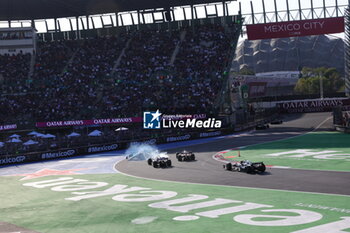 2023-10-29 - 18 STROLL Lance (can), Aston Martin F1 Team AMR23, 77 BOTTAS Valtteri (fin), Alfa Romeo F1 Team Stake C43, action crash, accident, during the 12023 Formula 1 Grand Premio de la Ciudad de Mexico, 19th round of the 2023 Formula One World Championship from October 27 to 29, 2023 on the Autodromo Hermanos Rodriguez, in Mexico City, Mexico - F1 - MEXICO CITY GRAND PRIX 2023 - RACE - FORMULA 1 - MOTORS