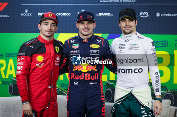 2023-11-03 - LECLERC Charles (mco), Scuderia Ferrari SF-23, VERSTAPPEN Max (ned), Red Bull Racing RB19, STROLL Lance (can), Aston Martin F1 Team AMR23, portrait during the 2023 Formula 1 Rolex Grande Premio de Sao Paulo, 20th round of the 2023 Formula One World Championship from November 3 to 5, 2023 on the Autodromo José Carlos Pace, in Sao Paulo, Brazil - F1 - SAO PAULO GRAND PRIX 2023 - FORMULA 1 - MOTORS