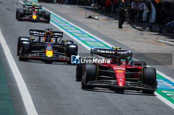 2023-11-04 - 55 SAINZ Carlos (spa), Scuderia Ferrari SF-23, 01 VERSTAPPEN Max (nld), Red Bull Racing RB19, action during the 2023 Formula 1 Rolex Grande Premio de Sao Paulo, 20th round of the 2023 Formula One World Championship from November 3 to 5, 2023 on the Autodromo José Carlos Pace, in Sao Paulo, Brazil - F1 - SAO PAULO GRAND PRIX 2023 - FORMULA 1 - MOTORS