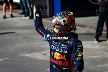 2023-11-05 - VERSTAPPEN Max (ned), Red Bull Racing RB19, portrait celebrating victory during the 2023 Formula 1 Rolex Grande Premio de Sao Paulo, 20th round of the 2023 Formula One World Championship from November 3 to 5, 2023 on the Autodromo José Carlos Pace, in Sao Paulo, Brazil - F1 - SAO PAULO GRAND PRIX 2023 - RACE - FORMULA 1 - MOTORS