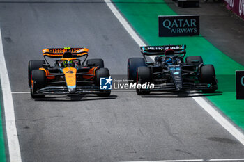 2023-11-05 - 04 NORRIS Lando (gbr), McLaren F1 Team MCL60, 63 RUSSELL George (gbr), Mercedes AMG F1 Team W14, action during the 2023 Formula 1 Rolex Grande Premio de Sao Paulo, 20th round of the 2023 Formula One World Championship from November 3 to 5, 2023 on the Autodromo José Carlos Pace, in Sao Paulo, Brazil - F1 - SAO PAULO GRAND PRIX 2023 - RACE - FORMULA 1 - MOTORS