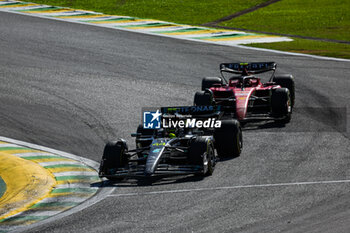 2023-11-05 - 44 HAMILTON Lewis (gbr), Mercedes AMG F1 Team W14, 55 SAINZ Carlos (spa), Scuderia Ferrari SF-23, action during the 2023 Formula 1 Rolex Grande Premio de Sao Paulo, 20th round of the 2023 Formula One World Championship from November 3 to 5, 2023 on the Autodromo José Carlos Pace, in Sao Paulo, Brazil - F1 - SAO PAULO GRAND PRIX 2023 - RACE - FORMULA 1 - MOTORS