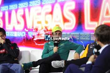 2023-11-16 - ALONSO Fernando (spa), Aston Martin F1 Team AMR23, portrait press conference during the 2023 Formula 1 Heineken Silver Las Vegas Grand Prix, 21th round of the 2023 Formula One World Championship from November 17 to 19, 2023 on the Las Vegas Strip Circuit, in Las Vegas, USA - F1 - LAS VEGAS GRAND PRIX 2023 - FORMULA 1 - MOTORS