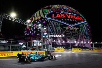 2023-11-18 - 14 ALONSO Fernando (spa), Aston Martin F1 Team AMR23, action in front of the sphere during the 2023 Formula 1 Heineken Silver Las Vegas Grand Prix, 21th round of the 2023 Formula One World Championship from November 17 to 19, 2023 on the Las Vegas Strip Circuit, in Las Vegas, USA - F1 - LAS VEGAS GRAND PRIX 2023 - FORMULA 1 - MOTORS
