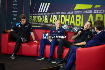 2023-11-24 - Press conference: FAMIN Bruno (fra), Team Principal of Alpine F1 Team, TOST Franz (aut), Team Principal of Scuderia AlphaTauri, STEINER Guenther (ita), Team Principal of Haas F1 team, portrait, during the 2023 Formula 1 Etihad Airways Abu Dhabi Grand Prix, 22th round of the 2023 Formula One World Championship from November 24 to 26, 2023 on the Yas Marina Circuit, in Abu Dhabi - F1 - ABU DHABI GRAND PRIX 2023 - FORMULA 1 - MOTORS