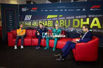 2023-11-24 - Press conference: STELLA Andrea (ita), Team Principal of McLaren F1 Team, HORNER Christian (gbr), Team Principal of Red Bull Racing, KRACK Mike (ger), Team Principal and CEO of Aston Martin F1 Team, portrait, during the 2023 Formula 1 Etihad Airways Abu Dhabi Grand Prix, 22th round of the 2023 Formula One World Championship from November 24 to 26, 2023 on the Yas Marina Circuit, in Abu Dhabi - F1 - ABU DHABI GRAND PRIX 2023 - FORMULA 1 - MOTORS