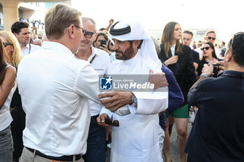 2023-11-26 - BEN SULAYEM Mohammed (uae), President of the FIA, portrait DOMENICALI Stefano (ita), Chairman and CEO Formula One Group FOG, portrait Mika HAKKINEN during the 2023 Formula 1 Etihad Airways Abu Dhabi Grand Prix, 22th round of the 2023 Formula One World Championship from November 24 to 26, 2023 on the Yas Marina Circuit, in Abu Dhabi - F1 - ABU DHABI GRAND PRIX 2023 - RACE - FORMULA 1 - MOTORS