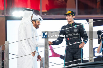 2023-11-26 - BEN SULAYEM Mohammed (uae), President of the FIA, RUSSELL George (gbr), Mercedes AMG F1 Team W14, portrait during the 2023 Formula 1 Etihad Airways Abu Dhabi Grand Prix, 22th round of the 2023 Formula One World Championship from November 24 to 26, 2023 on the Yas Marina Circuit, in Abu Dhabi - F1 - ABU DHABI GRAND PRIX 2023 - RACE - FORMULA 1 - MOTORS