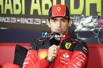 2023-11-26 - LECLERC Charles (mco), Scuderia Ferrari SF-23, portrait press conference after race during the 2023 Formula 1 Etihad Airways Abu Dhabi Grand Prix, 22th round of the 2023 Formula One World Championship from November 24 to 26, 2023 on the Yas Marina Circuit, in Abu Dhabi - F1 - ABU DHABI GRAND PRIX 2023 - RACE - FORMULA 1 - MOTORS