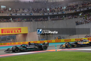 2023-11-26 - 63 RUSSELL George (gbr), Mercedes AMG F1 Team W14, action 04 NORRIS Lando (gbr), McLaren F1 Team MCL60, action during the 2023 Formula 1 Etihad Airways Abu Dhabi Grand Prix, 22th round of the 2023 Formula One World Championship from November 24 to 26, 2023 on the Yas Marina Circuit, in Abu Dhabi - F1 - ABU DHABI GRAND PRIX 2023 - RACE - FORMULA 1 - MOTORS