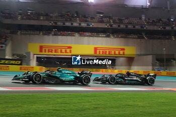 2023-11-26 - 14 ALONSO Fernando (spa), Aston Martin F1 Team AMR23, action 44 HAMILTON Lewis (gbr), Mercedes AMG F1 Team W14, action during the 2023 Formula 1 Etihad Airways Abu Dhabi Grand Prix, 22th round of the 2023 Formula One World Championship from November 24 to 26, 2023 on the Yas Marina Circuit, in Abu Dhabi - F1 - ABU DHABI GRAND PRIX 2023 - RACE - FORMULA 1 - MOTORS