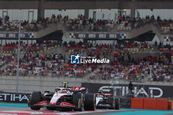 2023-11-26 - 27 HULKENBERG Nico (ger), Haas F1 Team VF-23 Ferrari, action during the 2023 Formula 1 Etihad Airways Abu Dhabi Grand Prix, 22th round of the 2023 Formula One World Championship from November 24 to 26, 2023 on the Yas Marina Circuit, in Abu Dhabi - F1 - ABU DHABI GRAND PRIX 2023 - RACE - FORMULA 1 - MOTORS