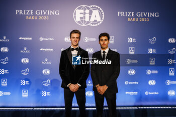 2023-12-08 - POURCHAIRE Théo, , FIA Formula 2 Championship for Drivers - Champion, portrait with BORTOLETO Gabriel, FIA Formula 3 Championship for Drivers - Champion during the 2023 FIA Prize Giving Ceremony in Baky on December 8, 2023 at Baku Convention Center in Baku, Azerbaijan - FIA PRIZE GIVING 2023 - BAKU - FORMULA 1 - MOTORS