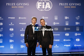 2023-12-08 - ROVANPERA Kalle, Toyota Gazoo Racing, FIA World Rally Championship - Champion, portrait with HALTTUNEN Jonne Toyota Gazoo Racing, FIA World Rally Championship for Co-Driver - Champion during the 2023 FIA Prize Giving Ceremony in Baky on December 8, 2023 at Baku Convention Center in Baku, Azerbaijan - FIA PRIZE GIVING 2023 - BAKU - FORMULA 1 - MOTORS
