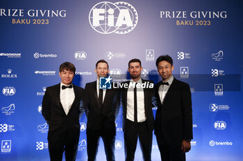 2023-12-08 - LOPEZ José María, FIA HyperCard World Endurance Drivers' Championship - 2nd Place, portrait CONWAY Mike, FIA HyperCard World Endurance Drivers' Championship - 2nd Place, portrait KOBAYASHI Kamui, FIA HyperCard World Endurance Drivers' Championship - 2nd Place, portrait NAKAJIMA during the 2023 FIA Prize Giving Ceremony in Baky on December 8, 2023 at Baku Convention Center in Baku, Azerbaijan - FIA PRIZE GIVING 2023 - BAKU - FORMULA 1 - MOTORS