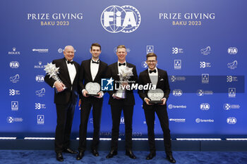2023-12-08 - KRISTOFFERSSON Johan, FIA World Rallycross Championship - Champion, portrait KRISTOFFERSSON Tommy, Kristoffersson Motorsport, , FIA World Rallycross Championship - Team, portrait GRÖNHOLM Niclas, FIA World Rallycross Championship - 3rd Place, portrait HANSEN Kevin, FIA World Rallycross Championship - 2nd Place, portrait during the 2023 FIA Prize Giving Ceremony in Baky on December 8, 2023 at Baku Convention Center in Baku, Azerbaijan - FIA PRIZE GIVING 2023 - BAKU - FORMULA 1 - MOTORS