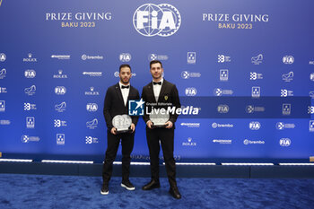 2023-12-08 - MOLINA Miguel, FIA HyperCard World Endurance Drivers' Championship - 3rd Place, portrait FUOCO Antonio, FIA HyperCard World Endurance Drivers' Championship - 3rd Place, portrait during the 2023 FIA Prize Giving Ceremony in Baky on December 8, 2023 at Baku Convention Center in Baku, Azerbaijan - FIA PRIZE GIVING 2023 - BAKU - FORMULA 1 - MOTORS