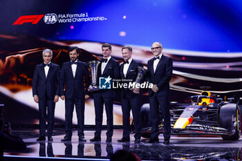 2023-12-08 - ALAKBAROV Anar, Azerbaijan Automobile Federation President, BEN SULAYEM Mohamed, FIA President, VERSTAPPEN, FIA Formula One World Championship - Champion, HORNER Christian, Red Bull Racing, FIA Formula One World Championship - Champion, DOMENICALI Stefano, Chief Executive Officer at Formula One, portrait during the 2023 FIA Prize Giving Ceremony in Baky on December 8, 2023 at Baku Convention Center in Baku, Azerbaijan - FIA PRIZE GIVING 2023 - BAKU - FORMULA 1 - MOTORS