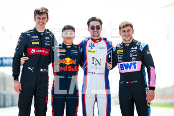 2023-03-02 - POURCHAIRE Théo (fra), ART Grand Prix, Dallara F2, HADJAR Isack (fra), Hitech Grand Prix, Dallara F2, NOVALAK Clément (fra), Trident Racing, Dallara F2, MARTINS Victor (fra), ART Grand Prix, Dallara F2, during the 1st round of the 2023 FIA Formula 2 Championship from March 2 to 5, 2023 on the Bahrain International Circuit, in Sakhir, Bahrain - AUTO - FORMULA 2 2023 - BAHRAIN - FORMULA 2 - MOTORS