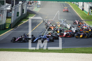 2023-04-02 - Race 2 start of the race, depart, 05 POURCHAIRE Théo (fra), ART Grand Prix, Dallara F2, action 06 MARTINS Victor (fra), ART Grand Prix, Dallara F2, action during the 3rd round of the 2023 FIA Formula 2 Championship from March 31 to April 2, 2023 on the Albert Park Circuit, in Melbourne, Australia - AUTO - FORMULA 2 2023 - MELBOURNE - FORMULA 2 - MOTORS