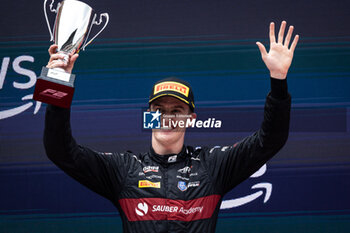 2023-06-03 - POURCHAIRE Théo (fra), ART Grand Prix, Dallara F2, portrait , podiumduring the 6th round of the 2023 FIA Formula 2 Championship from June 2 to 4, 2023 on the Circuit de Barcelona-Catalunya, in Montmelo, Spain - AUTO - FORMULA 2 2023 - SPAIN - FORMULA 2 - MOTORS