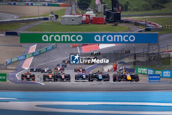 2023-07-01 - Start of the race, 09 CRAWFORD Jak (usa), Hitech Grand Prix, Dallara F2, 12 LECLERC Arthur (mco), DAMS, Dallara F2, action during the 7th round of the 2023 FIA Formula 2 Championship from June 30 to July 2, 2023 on the Red Bull Ring, in Spielberg, Austria - AUTO - FORMULA 2 2023 - AUSTRIA - FORMULA 2 - MOTORS