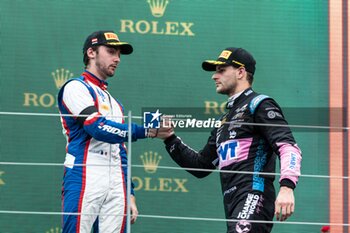 2023-07-01 - NOVALAK Clément (fra), Trident Racing, Dallara F2, MARTINS Victor (fra), ART Grand Prix, Dallara F2, portrait on the podium during the 7th round of the 2023 FIA Formula 2 Championship from June 30 to July 2, 2023 on the Red Bull Ring, in Spielberg, Austria - AUTO - FORMULA 2 2023 - AUSTRIA - FORMULA 2 - MOTORS