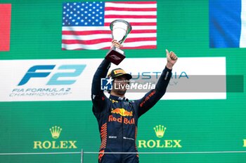 2023-07-01 - CRAWFORD Jak (usa), Hitech Grand Prix, Dallara F2, portrait on the podium during the 7th round of the 2023 FIA Formula 2 Championship from June 30 to July 2, 2023 on the Red Bull Ring, in Spielberg, Austria - AUTO - FORMULA 2 2023 - AUSTRIA - FORMULA 2 - MOTORS