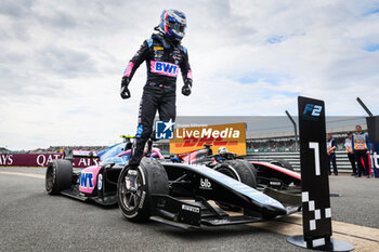2023-07-09 - celebration MARTINS Victor (fra), ART Grand Prix, Dallara F2, portrait, first F2 win during the 8th round of the 2023 FIA Formula 2 Championship from July 7 to 9, 2023 on the Silverstone Circuit, in Silverstone, United Kingdom - AUTO - FORMULA 2 2023 - SILVERSTONE - FORMULA 2 - MOTORS