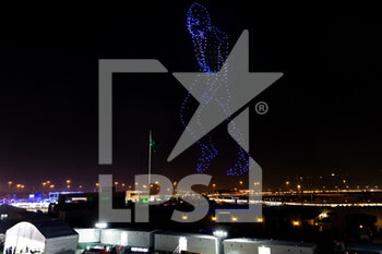 27/01/2023 - Drone show during the 2023 Diriyah ePrix, 2nd meeting of the 2022-23 ABB FIA Formula E World Championship, on the Riyadh Street Circuit from January 26 to 28, in Diriyah, Saudi Arabia - AUTO - 2023 FORMULA E DIRIYAH EPRIX - FORMULA E - MOTORI