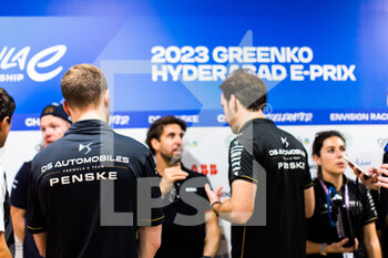 2023-02-10 - VANDOORNE Stoffel (bel), DS Penske Formula E Team, Spark-DS, DS E-Tense FE23, VERGNE Jean-Eric (fra), DS Penske Formula E Team, Spark-DS, DS E-Tense FE23, portrait during the 2023 Hyderabad ePrix, 3rd meeting of the 2022-23 ABB FIA Formula E World Championship, on the Hyderabad Street Circuit from February 9 to 11, in Hyderabad, India - AUTO - 2022 FORMULA E HYDERABAD EPRIX - FORMULA E - MOTORS