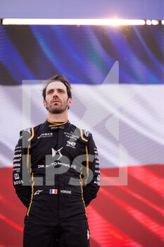 2023-02-11 - VERGNE Jean-Eric (fra), DS Penske Formula E Team, Spark-DS, DS E-Tense FE23, portrait at the podium during the 2023 Hyderabad ePrix, 3rd meeting of the 2022-23 ABB FIA Formula E World Championship, on the Hyderabad Street Circuit from February 9 to 11, in Hyderabad, India - AUTO - 2022 FORMULA E HYDERABAD EPRIX - FORMULA E - MOTORS