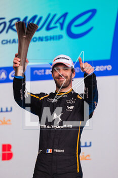 2023-04-23 - VERGNE Jean-Eric (fra), DS Penske Formula E Team, Spark-DS, DS E-Tense FE23, portrait on the podium during the 2023 Berlin ePrix, 6th meeting of the 2022-23 ABB FIA Formula E World Championship, on the Tempelhof Airport Street Circuit from April 21 to 23, 2023 in Berlin, Germany - AUTO - 2023 FORMULA E BERLIN EPRIX - FORMULA E - MOTORS