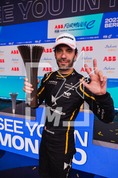2023-04-23 - VERGNE Jean-Eric (fra), DS Penske Formula E Team, Spark-DS, DS E-Tense FE23, portrait on the podium during the 2023 Berlin ePrix, 6th meeting of the 2022-23 ABB FIA Formula E World Championship, on the Tempelhof Airport Street Circuit from April 21 to 23, 2023 in Berlin, Germany - AUTO - 2023 FORMULA E BERLIN EPRIX - FORMULA E - MOTORS