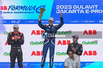 2023-06-04 - GUNTHER Maximilian (ger), Maserati MSG Racing, Spark-Venturi, portrait podium during the 2023 Jakarta ePrix, 8th meeting of the 2022-23 ABB FIA Formula E World Championship, on the Jakarta International e-Prix Circuit from June 2 to 3, 2023 in Jakarta, Indonesia - AUTO - 2023 FORMULA E JAKARTA EPRIX - FORMULA E - MOTORS