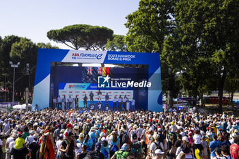 2023-07-15 - Mr Sanghoon Lee, President & COO, Hankook Tire Europe at the podium ceremony, CASSIDY Nick (nzl), Envision Racing, Spark-Jaguar, Jaguar I - Time 6, EVANS Mitch (nzl), Jaguar TCS Racing, Spark-Jaguar, Jaguar I - Time 6, GUNTHER Maximilian (ger), Maserati MSG Racing, Spark-Venturi, portrait during the 2023 Hankook Rome ePrix, 10th meeting of the 2022-23 ABB FIA Formula E World Championship, on the Circuit Cittadino dell’EUR from July 14 to 16, 2023 in Rome, Italy - AUTO - 2023 FORMULA E ROME EPRIX - FORMULA E - MOTORS