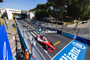 2023-07-15 - Restart after the red flag with 23 FENESTRAZ Sacha (fra), Nissan Formula E Team, Spark-Nissan, Nissan e-4ORCE 04, action 09 EVANS Mitch (nzl), Jaguar TCS Racing, Spark-Jaguar, Jaguar I - Time 6, action 58 RAST René (ger), Neom McLaren Formula E Team, Spark-Nissan, Nissan e-4ORCE 04, action during the 2023 Hankook Rome ePrix, 10th meeting of the 2022-23 ABB FIA Formula E World Championship, on the Circuit Cittadino dell’EUR from July 14 to 16, 2023 in Rome, Italy - AUTO - 2023 FORMULA E ROME EPRIX - FORMULA E - MOTORS