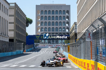 2023-07-15 - Mitch Evans, leads the group, during the Race 1, first day of competition of the FE Grand Prix of Rome 2023, Rome, Italy, 15/07/2023 - FE GRAND PRIX ROME 2023 - FIRST DAY - ROME, ITALY, 15/07/2023 - FORMULA E - MOTORS
