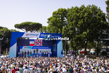 2023-07-16 - Podium ceremony, NATO Norman (fra), Nissan Formula E Team, Spark-Nissan, Nissan e-4ORCE 04, DENNIS Jake (gbr), Avalanche Andretti Formula E, Spark-Porsche, Porsche 99X Electric, BIRD Sam (gbr), Jaguar TCS Racing, Spark-Jaguar, Jaguar I - Time 6, portrait during the 2023 Hankook Rome ePrix, 10th meeting of the 2022-23 ABB FIA Formula E World Championship, on the Circuit Cittadino dell’EUR from July 14 to 16, 2023 in Rome, Italy - AUTO - 2023 FORMULA E ROME EPRIX - FORMULA E - MOTORS