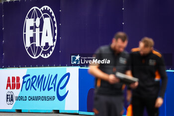 2023-07-28 - Branding FIA during the 2023 Hankook London ePrix, 12th meeting of the 2022-23 ABB FIA Formula E World Championship, on the ExCeL London from July 29 to 30, 2023 in London, United Kingdom - AUTO - 2023 FORMULA E HANKOOK LONDON EPRIX - FORMULA E - MOTORS
