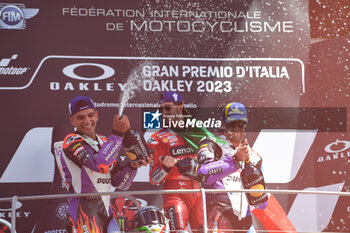 2023-06-11 - Francesco Bagnaia IT Ducati Lenovo Team Ducati celebrate on the podium after the Gran Premio d'Italia Oakley - RACE MOTOGP GRAND PRIX OF ITALY - MOTOGP - MOTORS