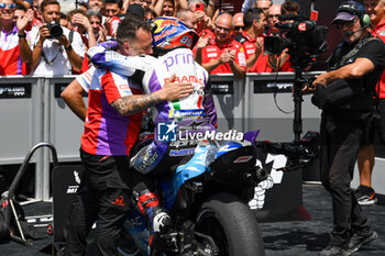 2023-06-11 - Jorge Martin ES Prima Pramac Racing Ducati celebrates on the podium the second place the Gran Premio d'Italia Oakley - RACE MOTOGP GRAND PRIX OF ITALY - MOTOGP - MOTORS