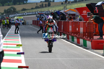 2023-06-11 - Jorge Martin ES Prima Pramac Racing Ducati celebrate on the podium after the Gran Premio d'Italia Oakley - RACE MOTOGP GRAND PRIX OF ITALY - MOTOGP - MOTORS